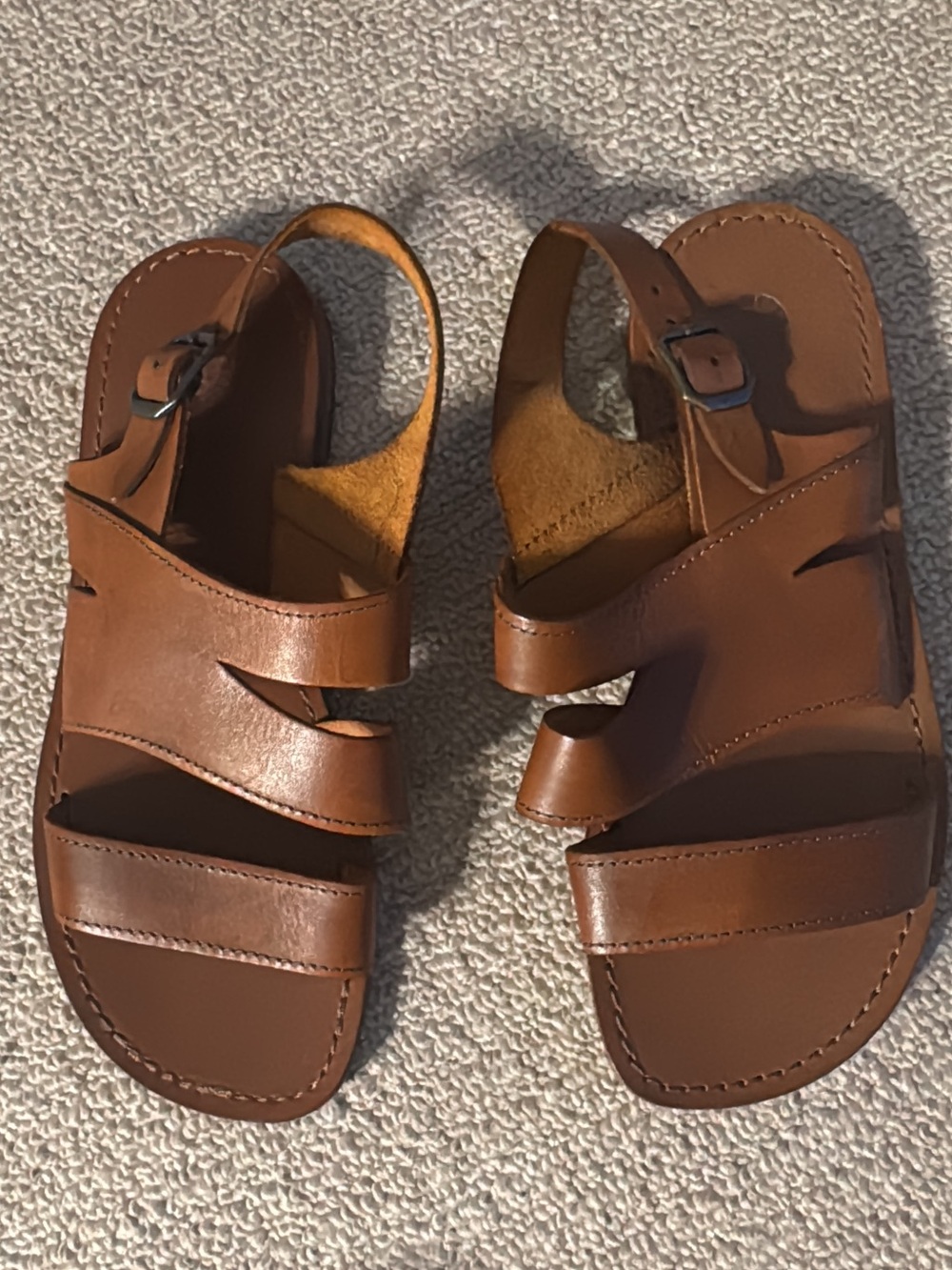 Italian Shoemakers Men's Tan Leather Buckle Slingback Sandals